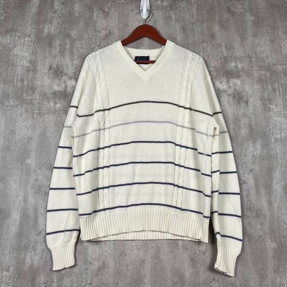 Vintage 1990s Tonal Striped Kitted Sweater Made In USA - Picture 1 of 4